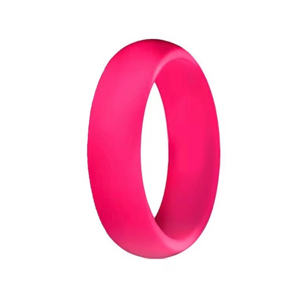 Hot Pink Silicone Wedding Band Size 6 Flexible Rubber Sport Ring Women